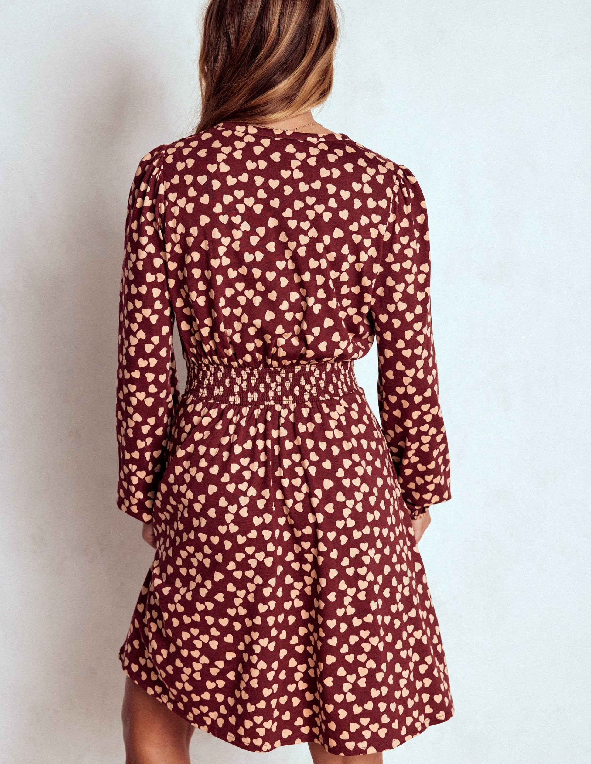 Sarah Kurzes Jerseykleid-Kastanienbraun, Herzkaskade-3