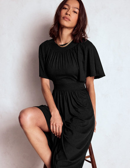 Maxikleid mit Passe-Schwarz
