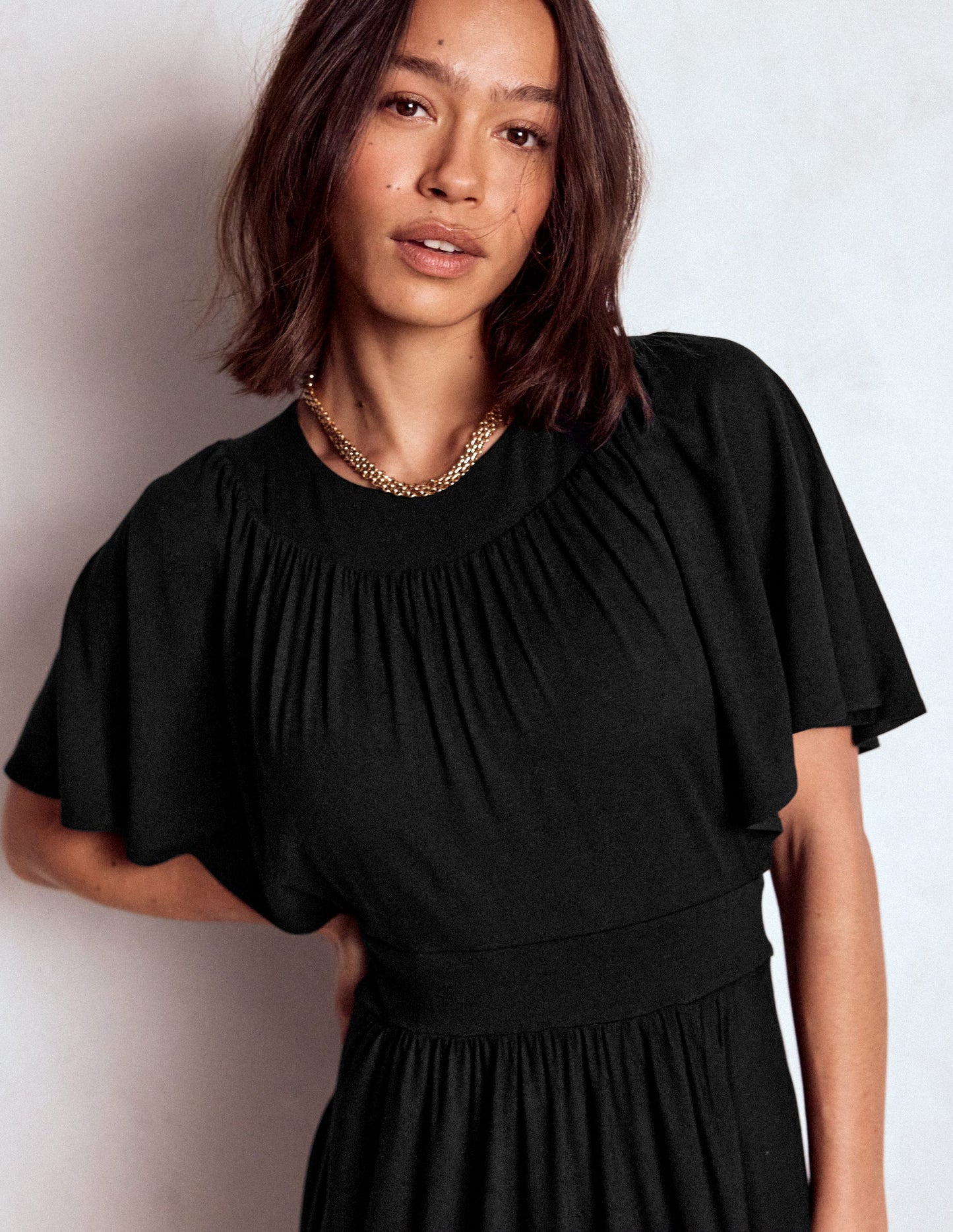 Maxikleid mit Passe-Schwarz