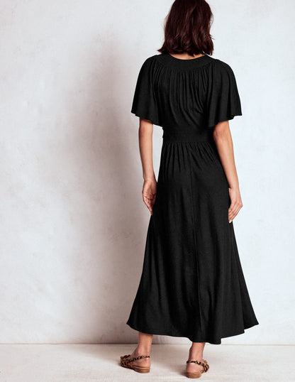 Maxikleid mit Passe-Schwarz-3