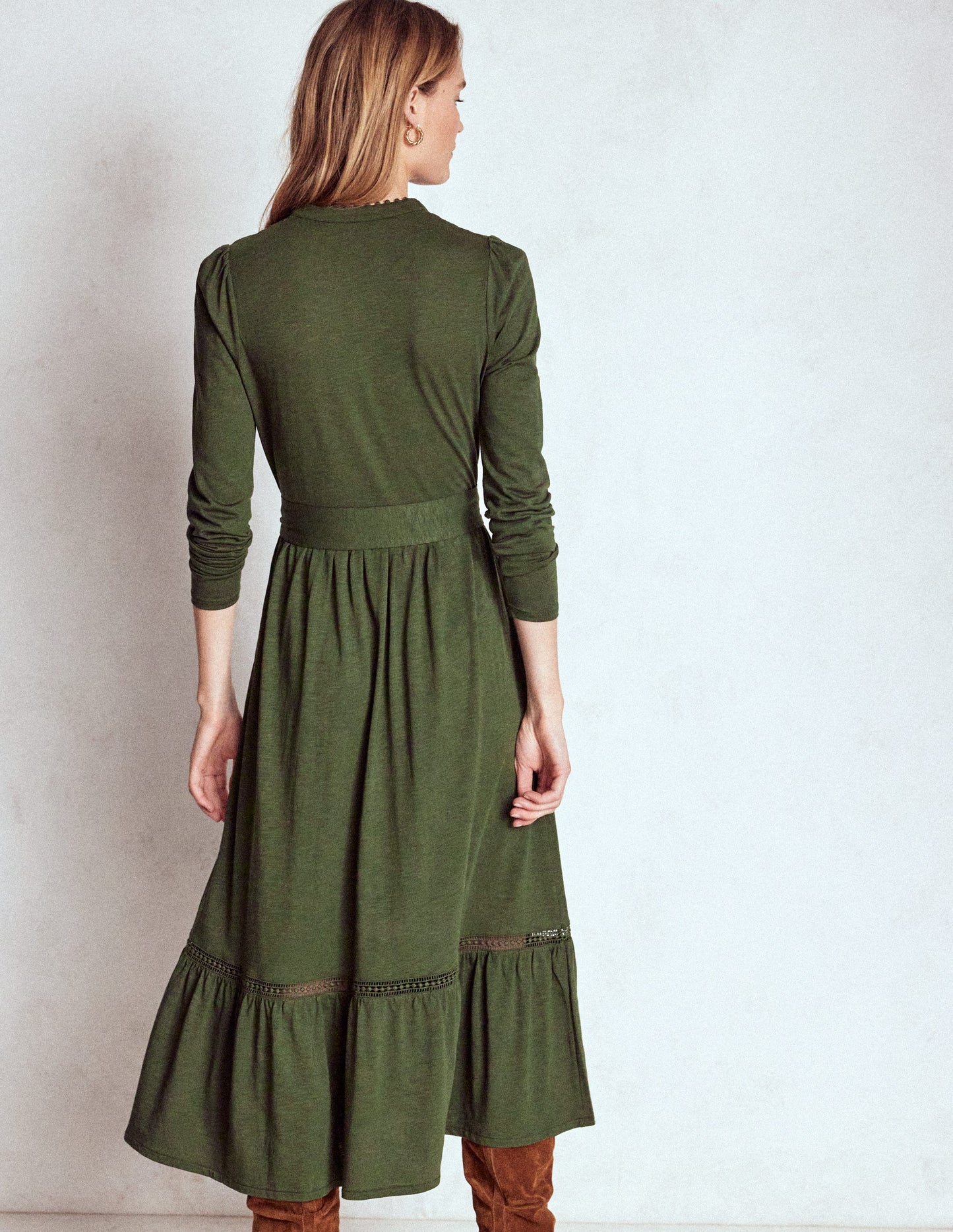 Edwina Jersey-Hemdblusenkleid-Grünkohlblatt