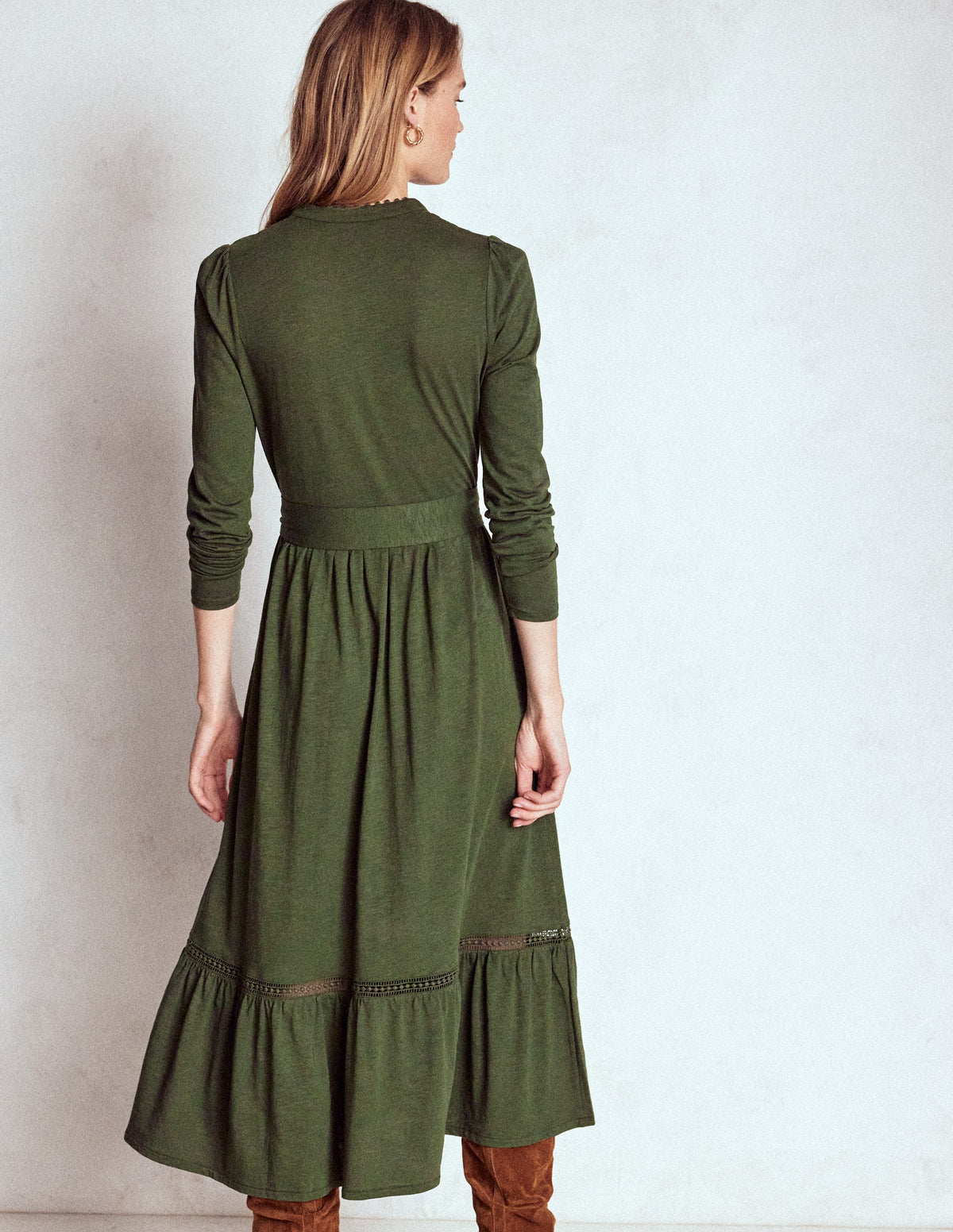 Edwina Jersey-Hemdblusenkleid-Grünkohlblatt - Image 4
