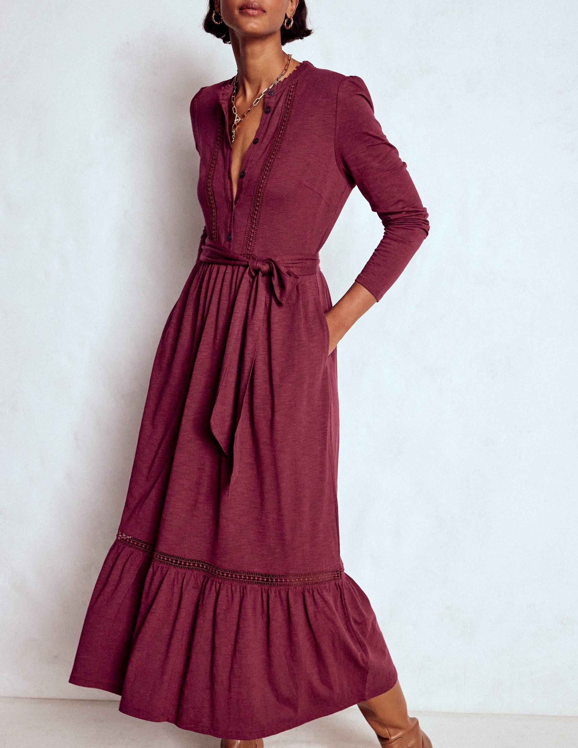 Edwina Jersey-Hemdblusenkleid-Dunkelviolett - Image 1