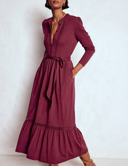 Edwina Jersey-Hemdblusenkleid-Dunkelviolett