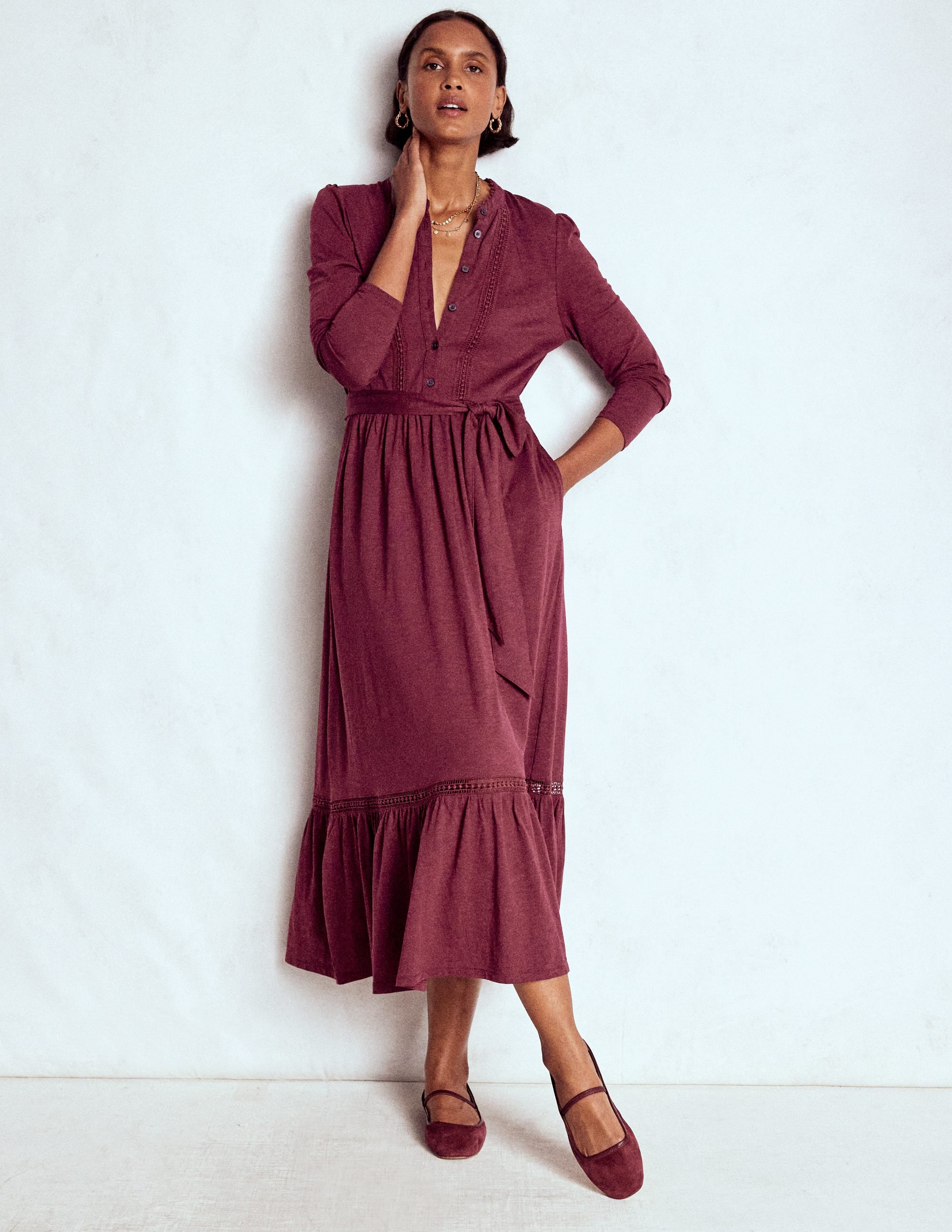 Edwina Jersey-Hemdblusenkleid-Dunkelviolett - Image 5