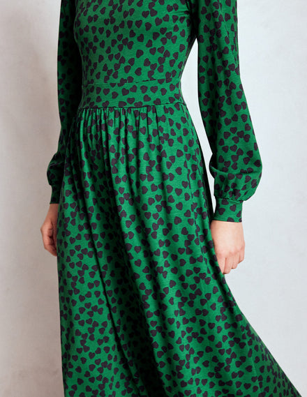 Alexandra Jersey Midi Dress-French Navy, Heart Cascade