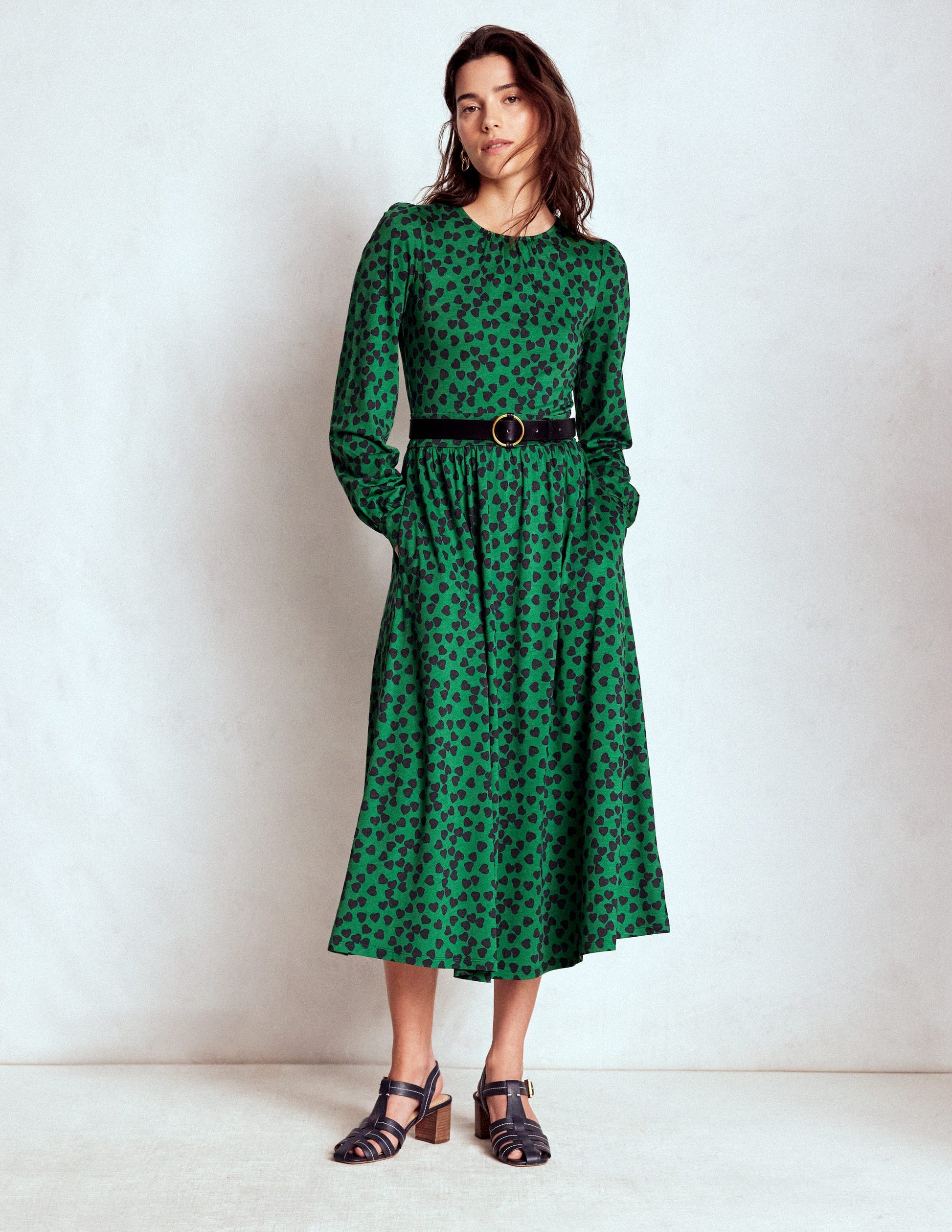 Alexandra Jersey-Midikleid-Französisches Marineblau, Herzkaskade-5