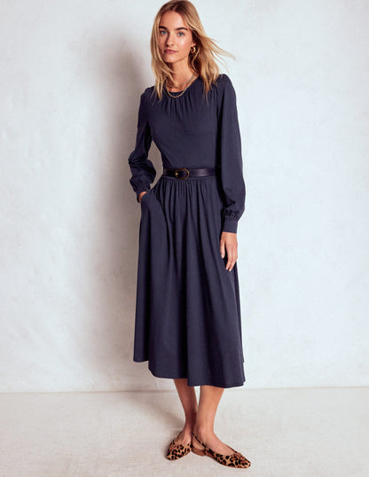 Alexandra Jersey Midi Dress-Navy-1