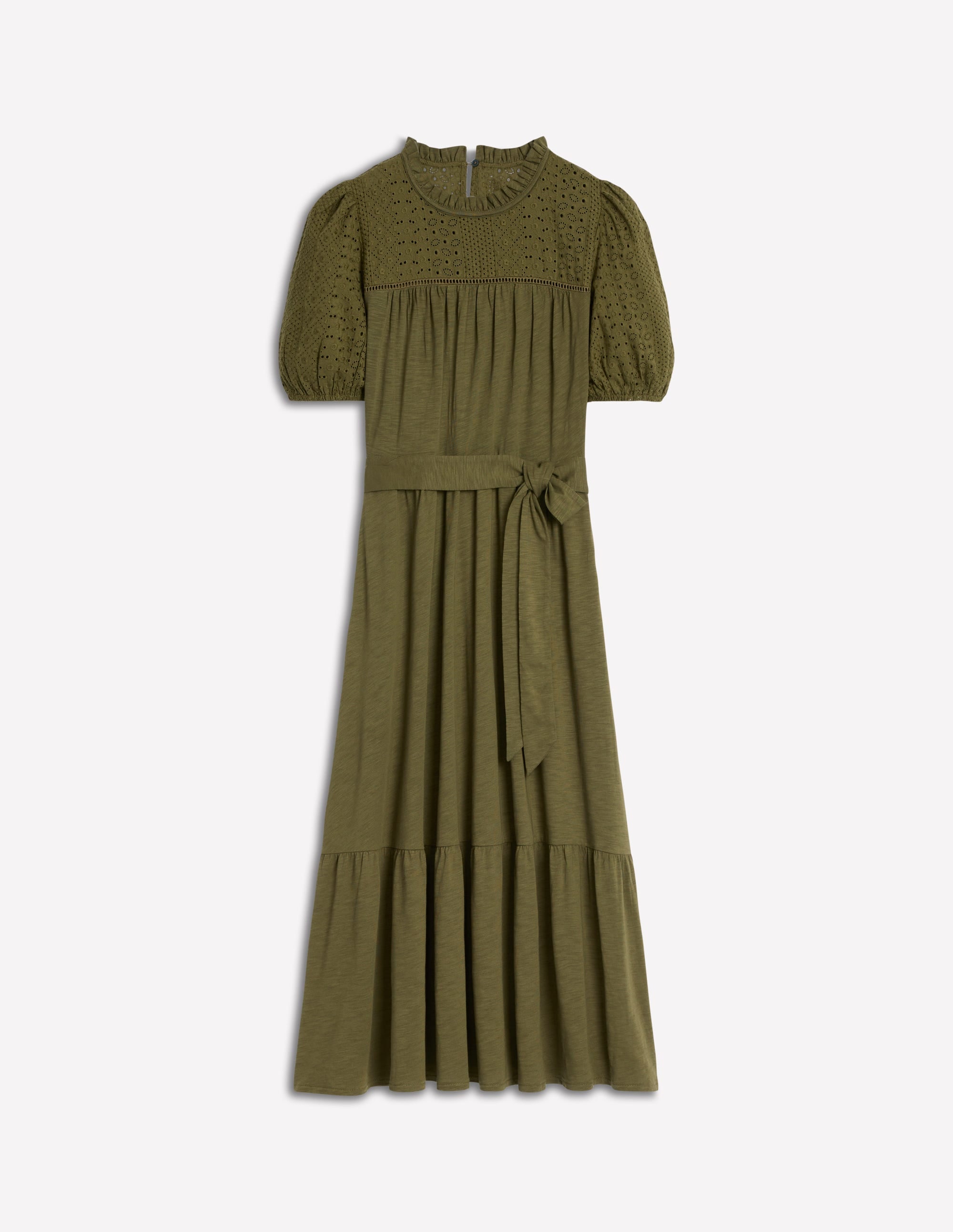 Lorelei Jerseykleid mit Lochstickerei-Waldgrün - Image 8