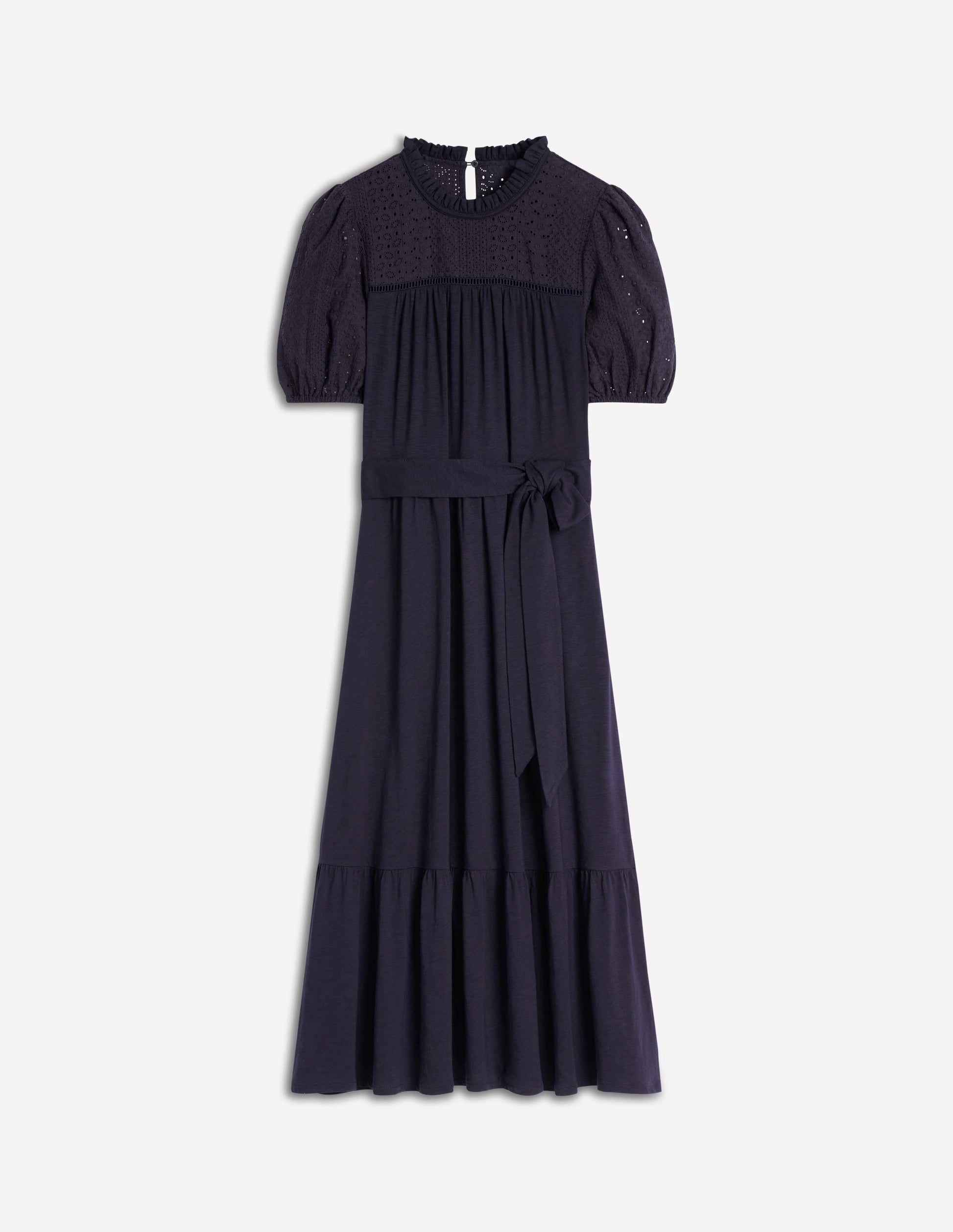 Lorelei Jerseykleid mit Lochstickerei-Marineblau-5