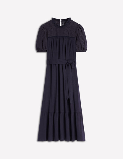 Lorelei Jerseykleid mit Lochstickerei-Marineblau-5