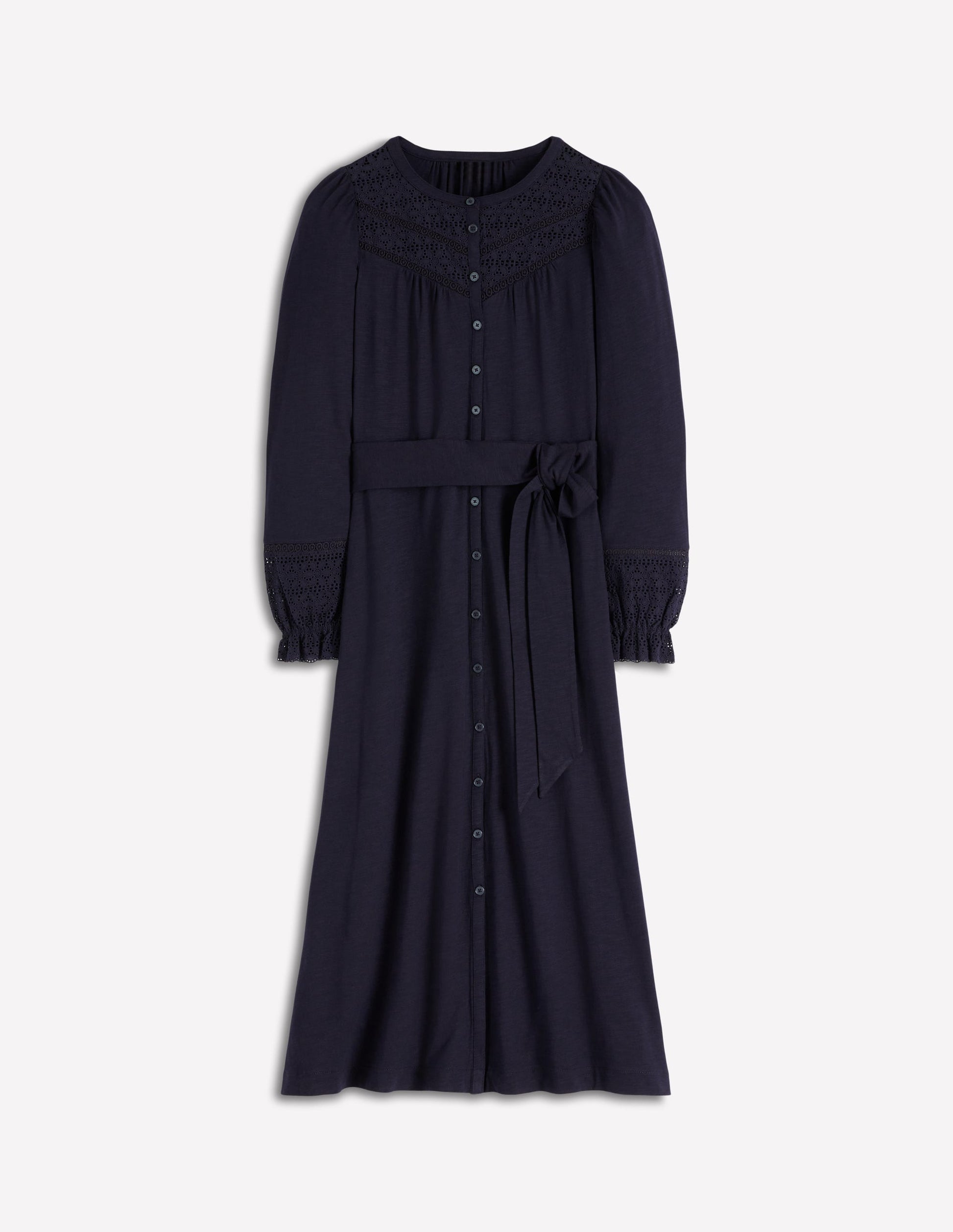 Robe Pippa à broderie anglaise en jersey-Bleu marine-6