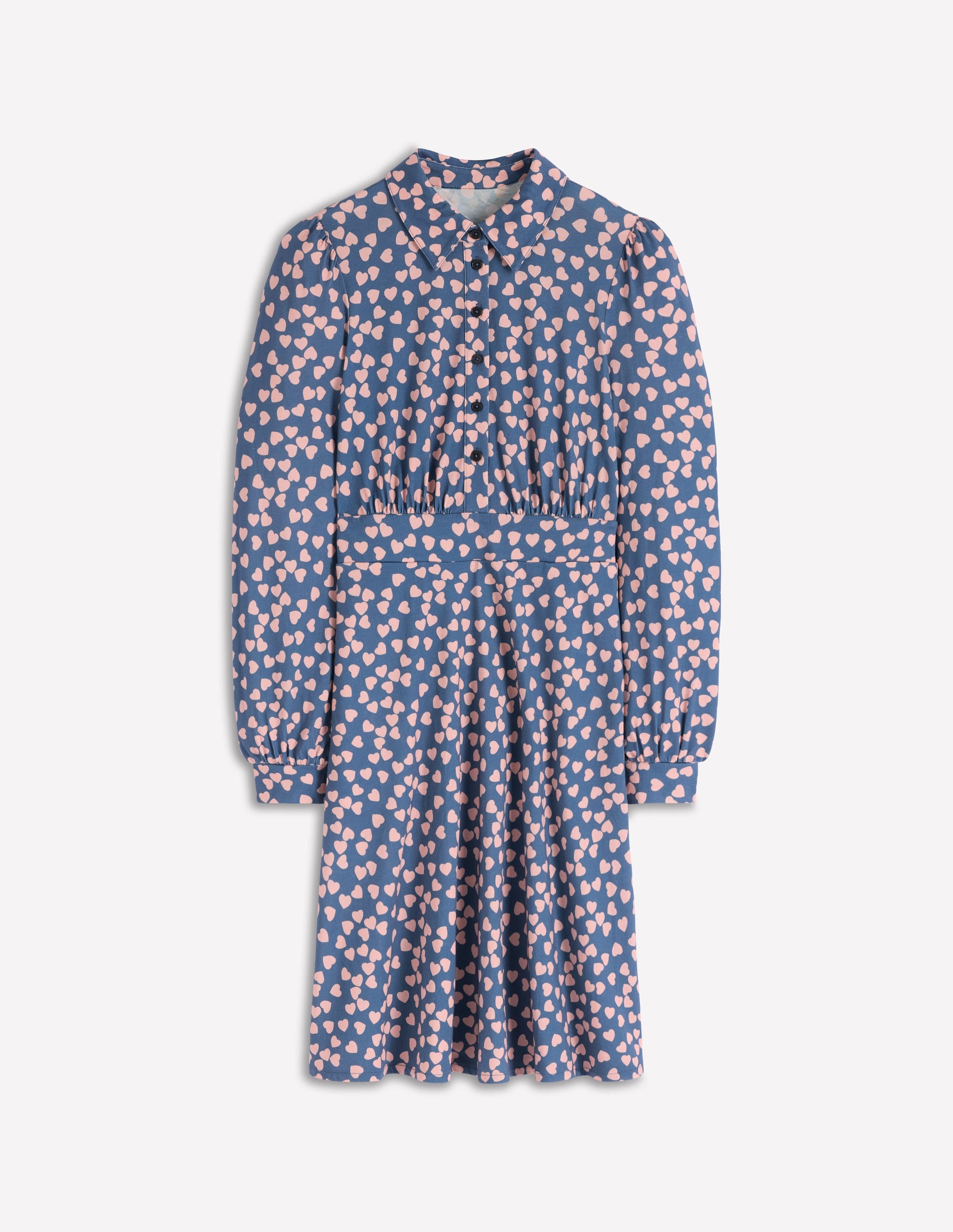 Orla Kurzes Jersey-Hemdblusenkleid-Denim-Blau Herzkaskade - Image 5