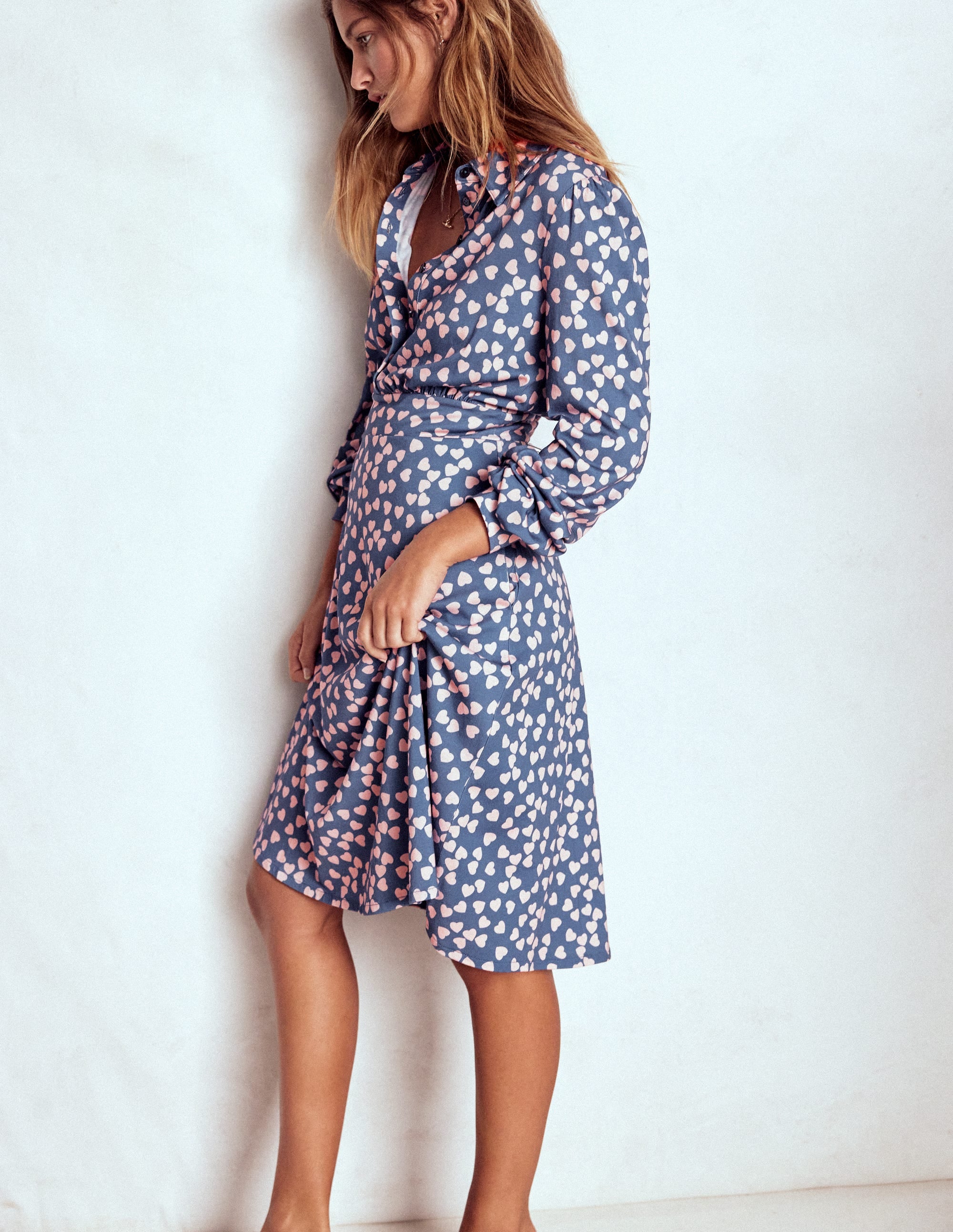 Orla Kurzes Jersey-Hemdblusenkleid-Denim-Blau Herzkaskade - Image 4