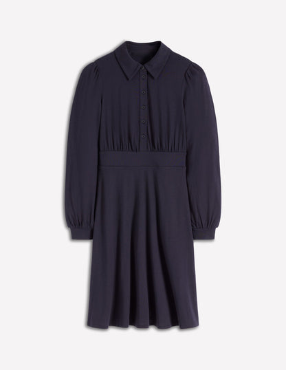 Orla Kurzes Jersey-Hemdblusenkleid-Marineblau-5