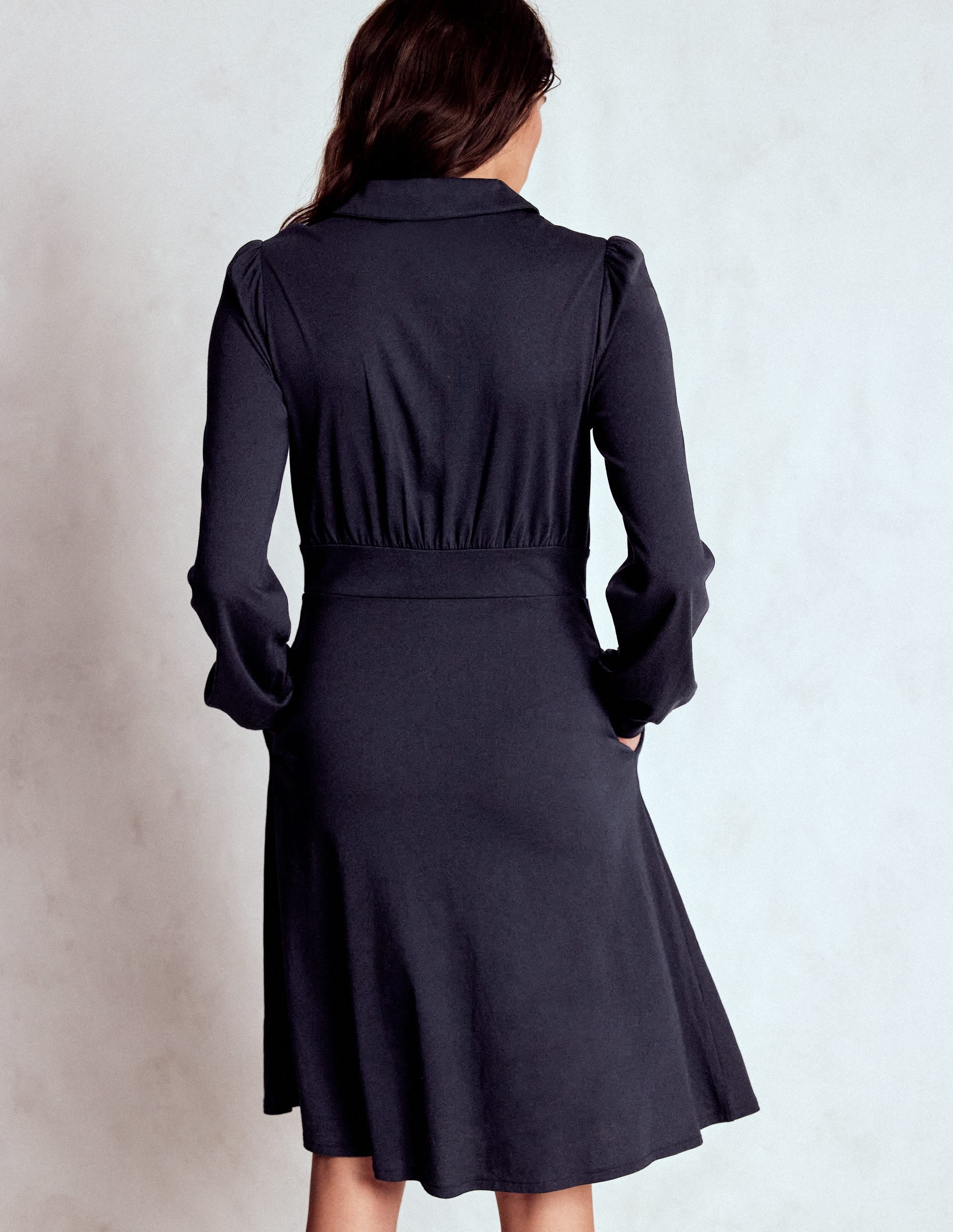 Orla Kurzes Jersey-Hemdblusenkleid-Marineblau - Image 3