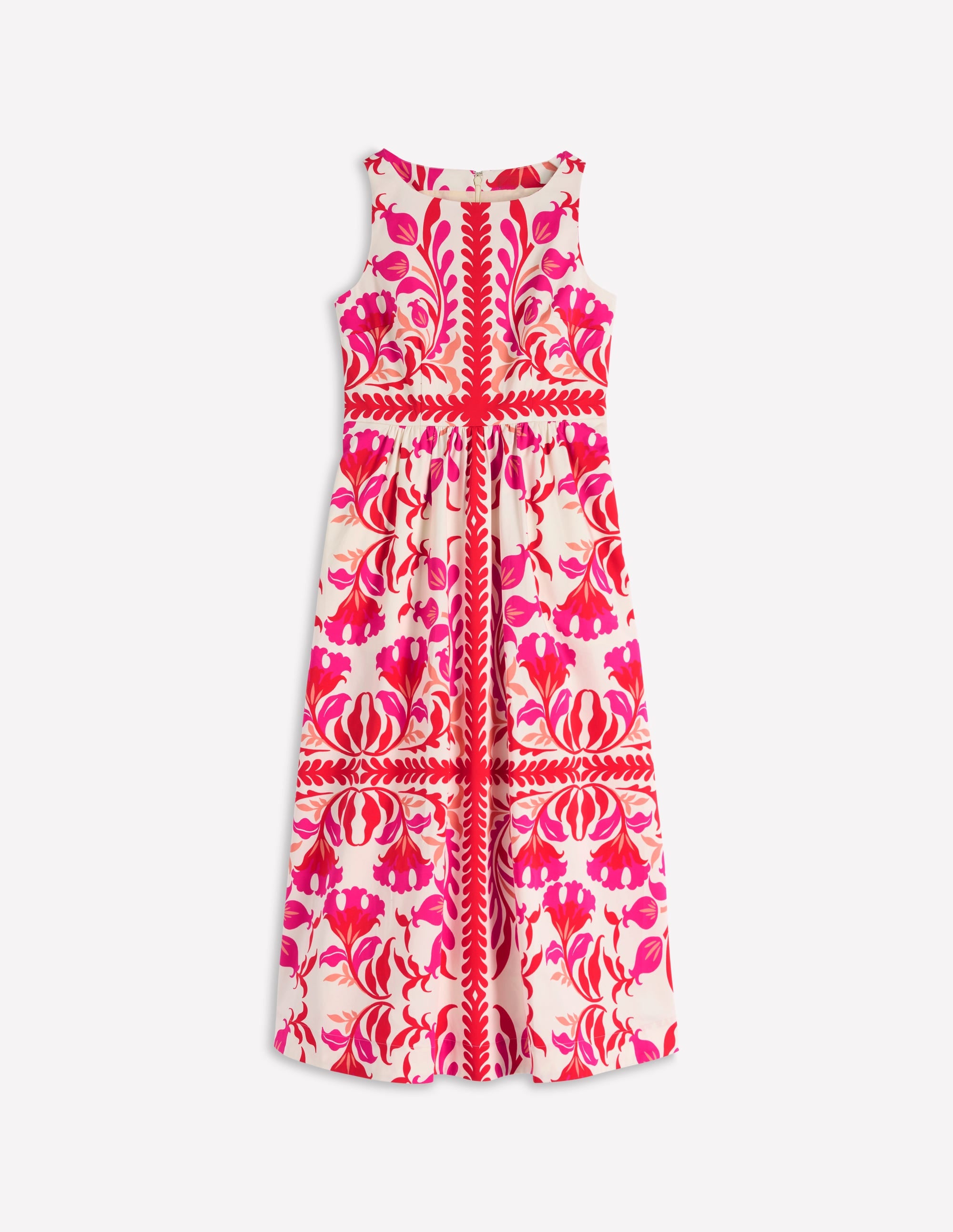 Lauren Baumwoll-Midikleid-Mohnblumenrot, florale Kunst - Image 8