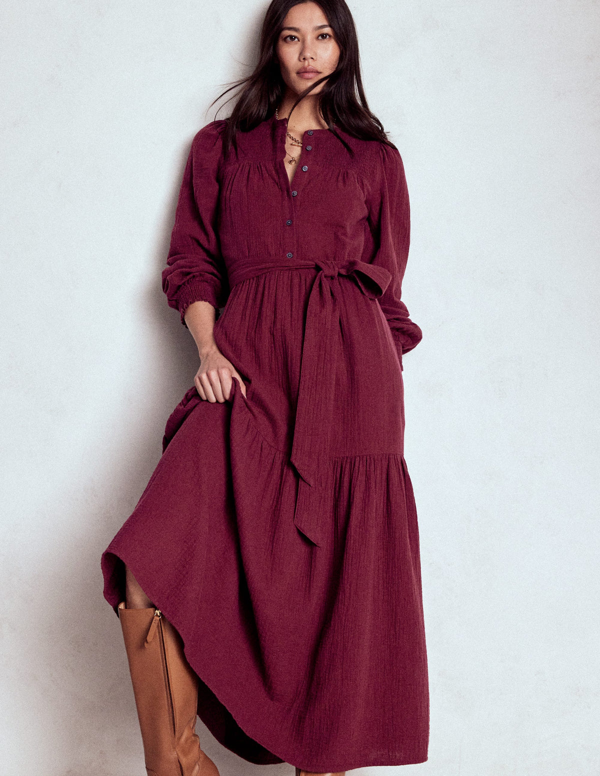Cecily Doppeltuch-Midikleid-Dunkelviolett - Image 1