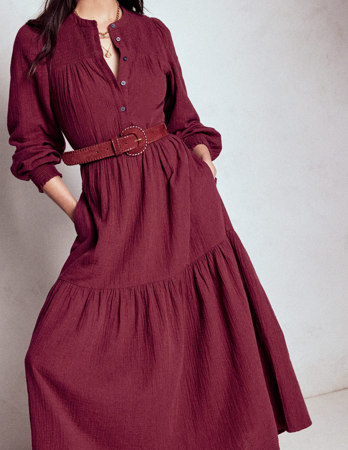 Cecily Doppeltuch-Midikleid-Dunkelviolett - Image 2