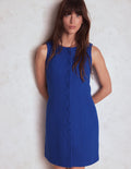 Robe droite texturée en coton-Bleu galerie