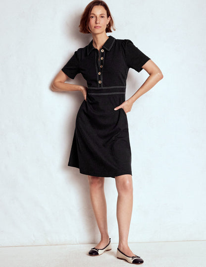 Nicolette Ponte-Hemdblusenkleid-Schwarz-4
