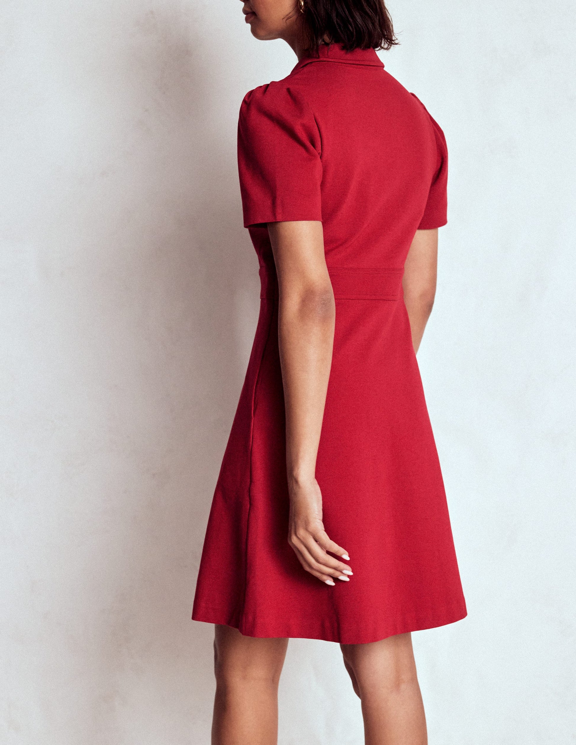 Nicolette Ponte-Hemdblusenkleid-Purpurrot-3