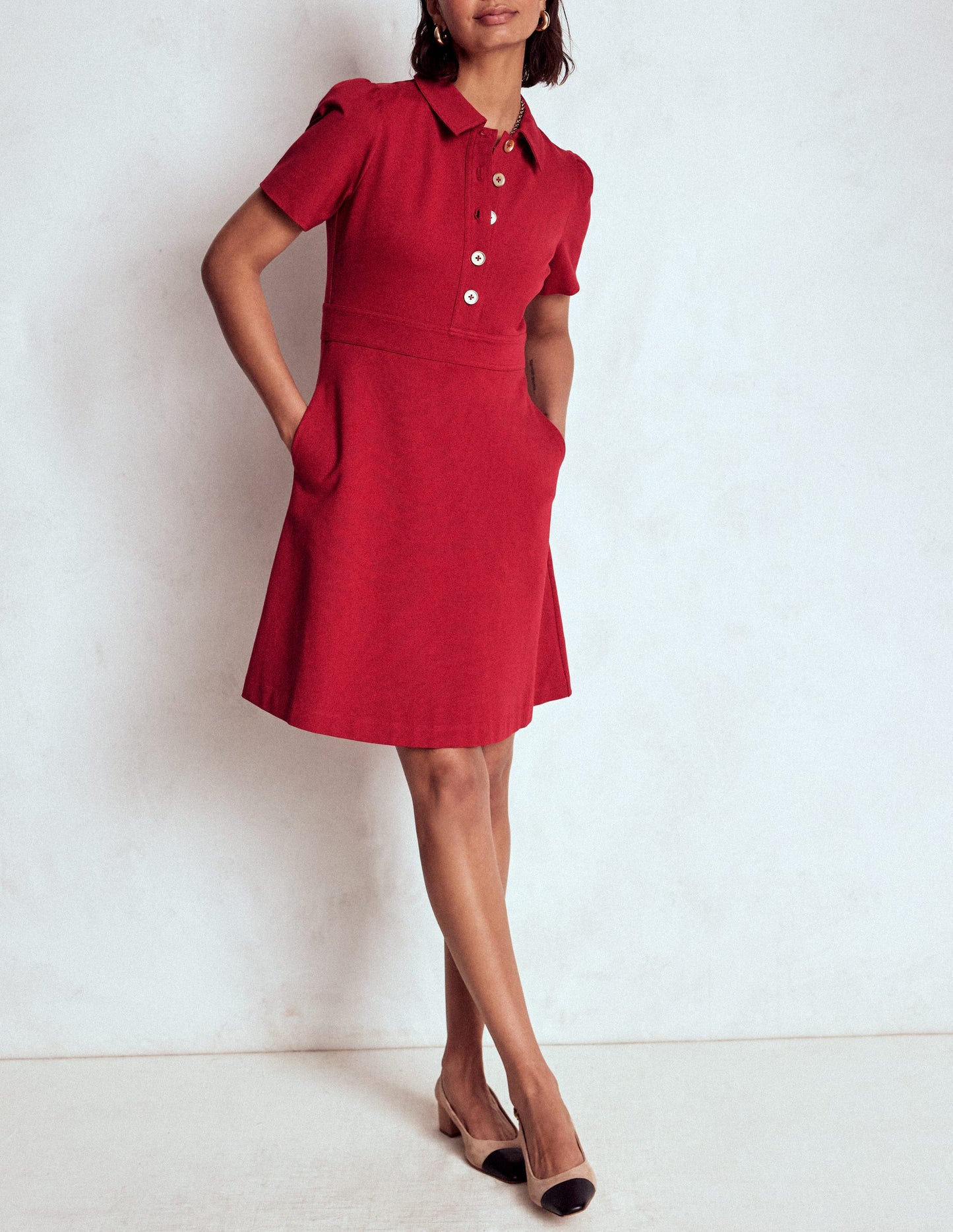 Nicolette Ponte-Hemdblusenkleid-Purpurrot