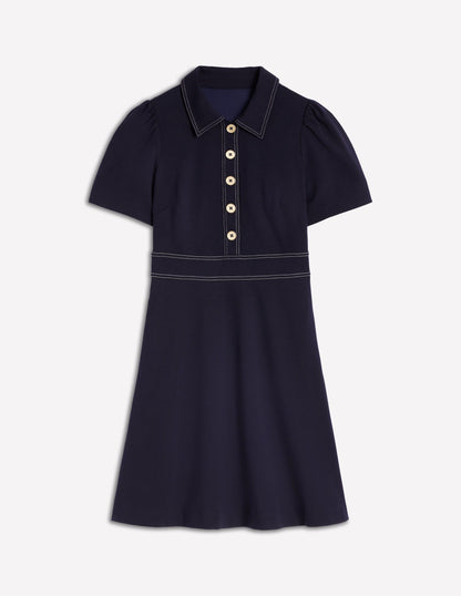 Nicolette Ponte-Hemdblusenkleid-Marineblau-5