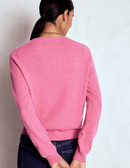 Eva Kaschmirpullover mit Rundhalsausschnitt-Rosenrosa Melange-3