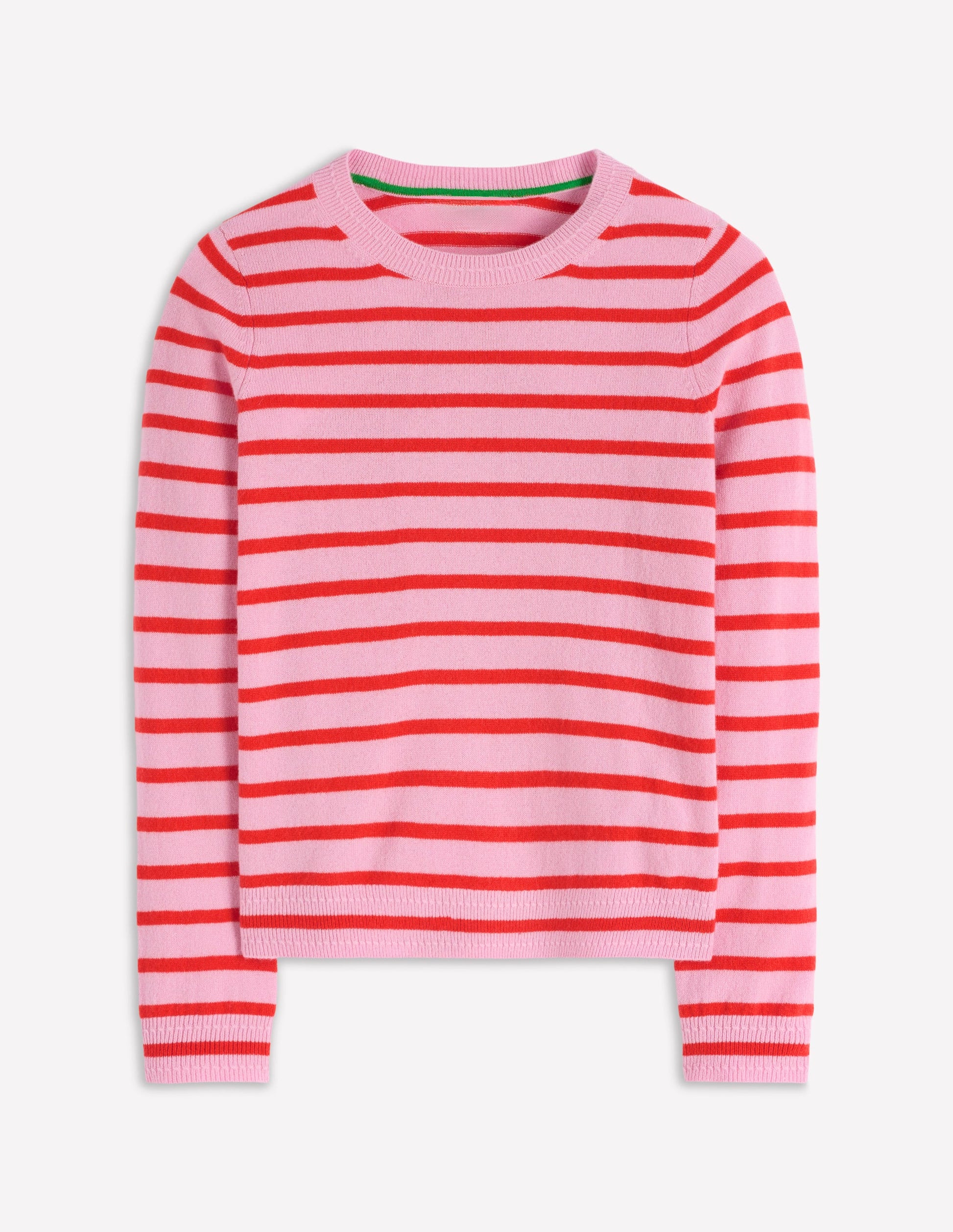 Eva Kaschmirpullover mit Rundhalsausschnitt-Rosa/Orange Streifen-5