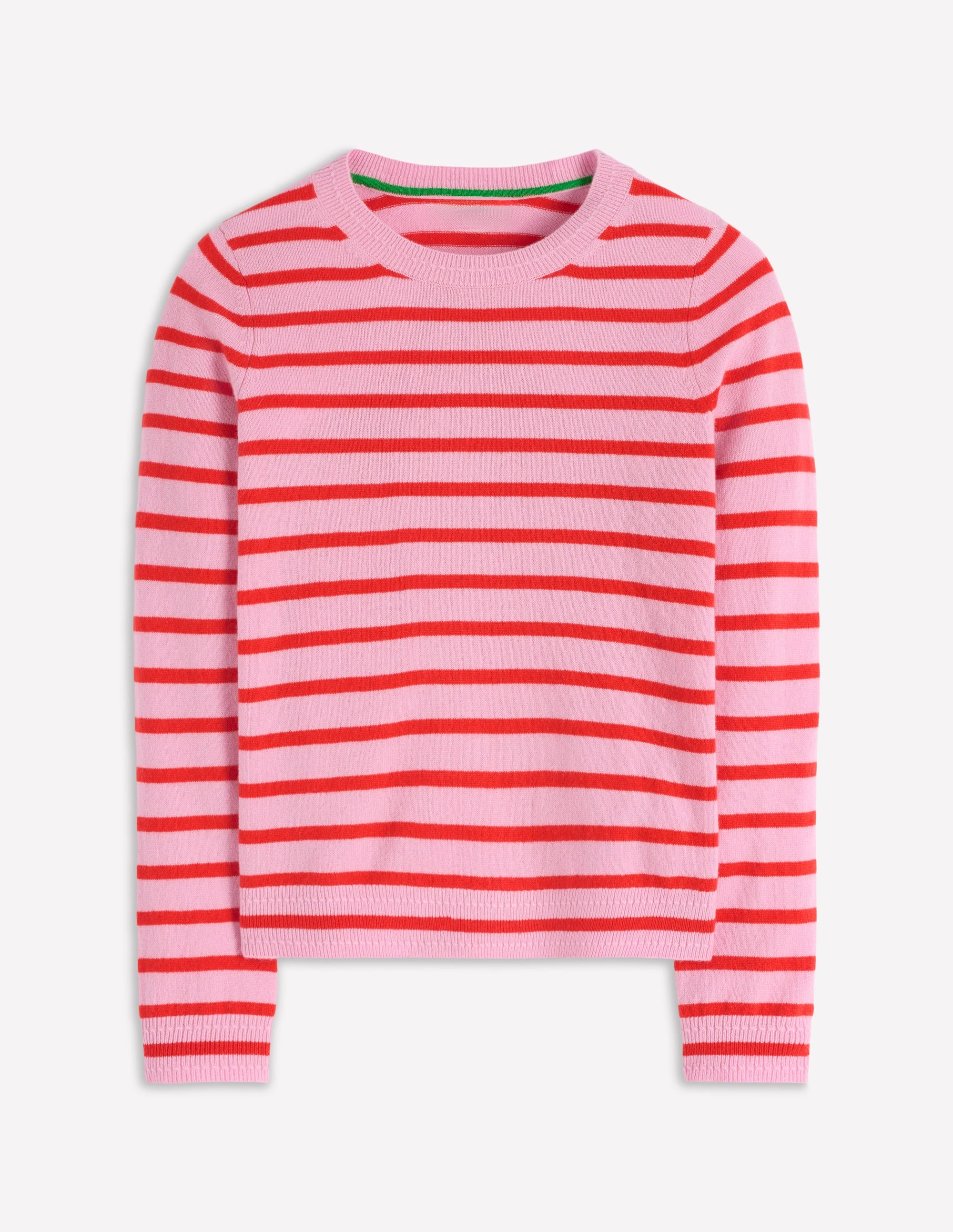 Eva Kaschmirpullover mit Rundhalsausschnitt-Rosa/Orange Streifen - Image 5