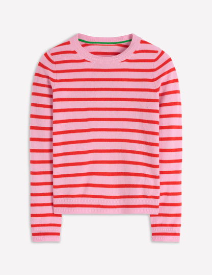 Eva Kaschmirpullover mit Rundhalsausschnitt-Rosa/Orange Streifen-5