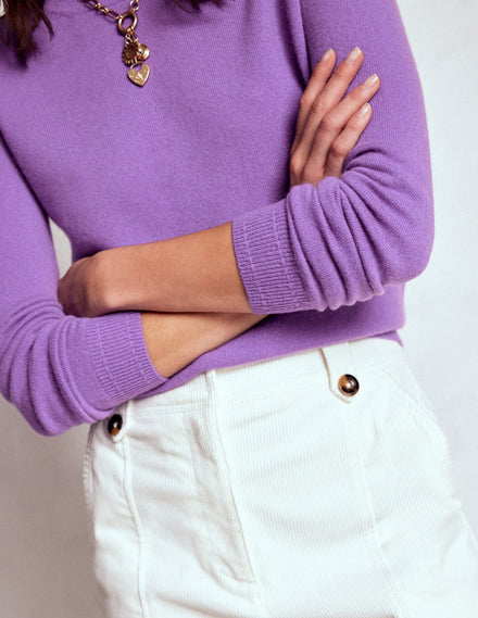 Eva Kaschmirpullover mit Rundhalsausschnitt-Lila Topas