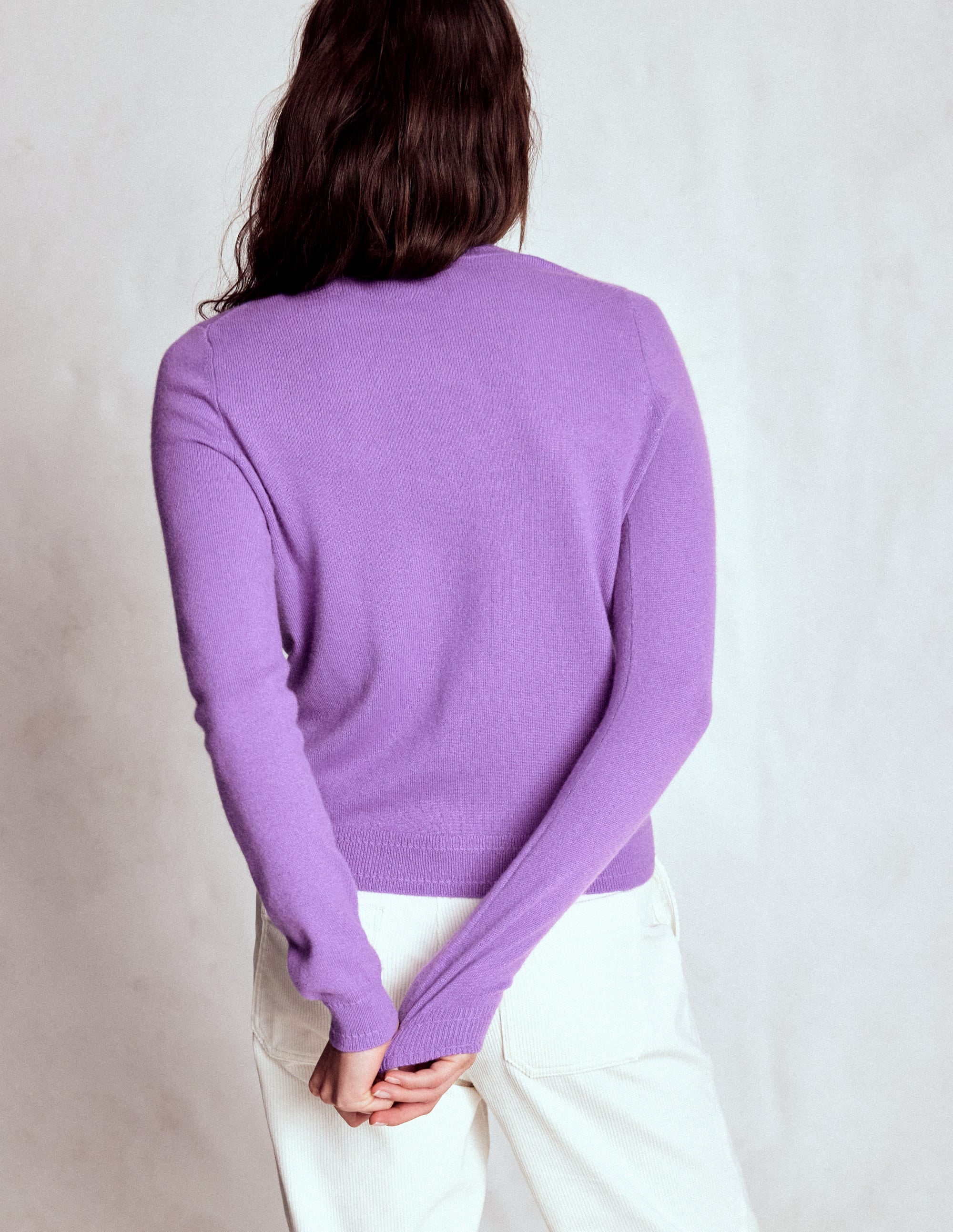 Pull Eva col rond en cachemire-Topaze violette - Image 3