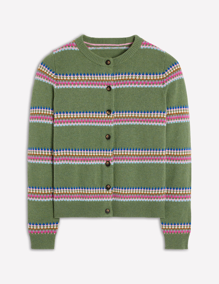 Edie Fair Isle Cardigan-Green, Diamond