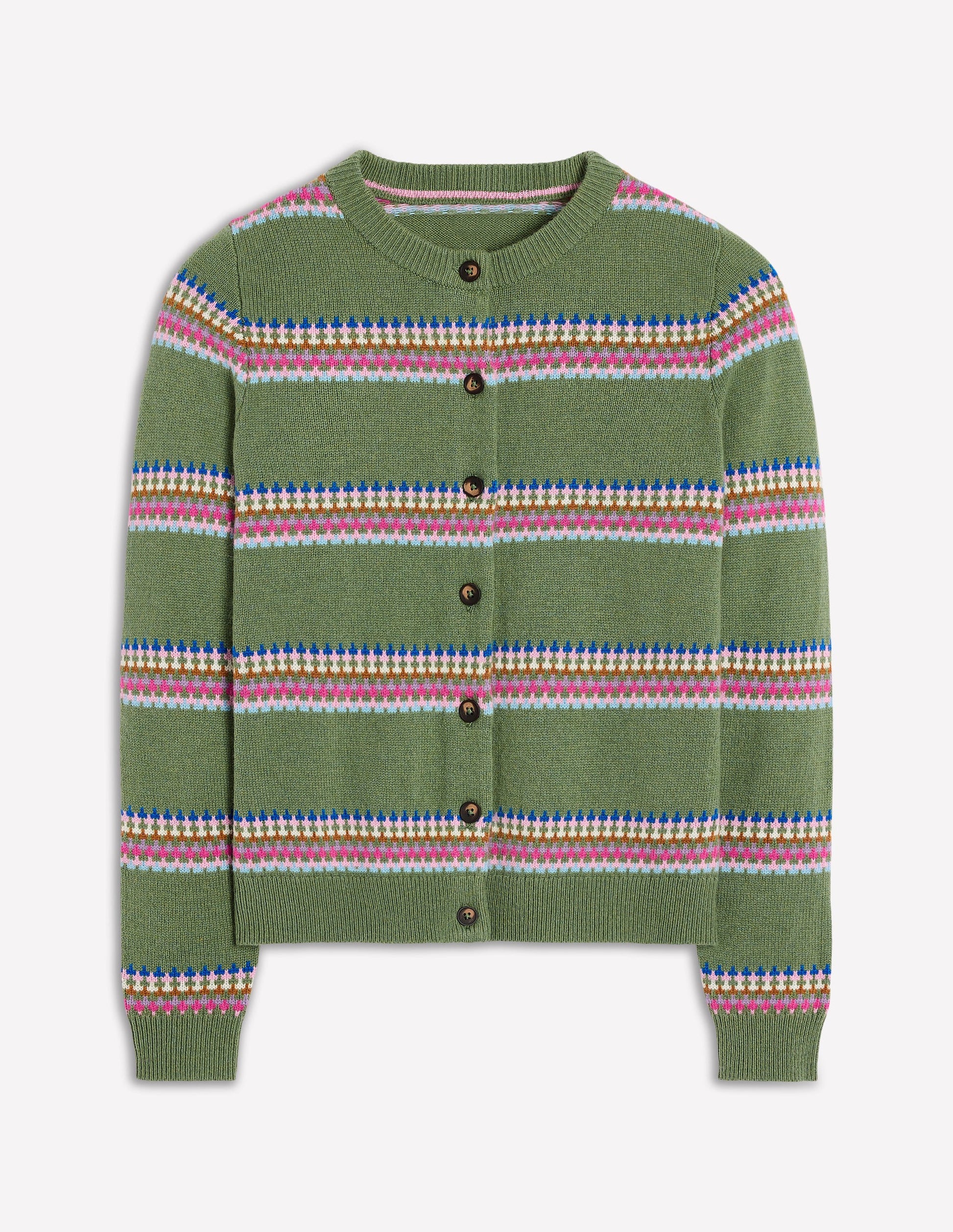 Edie Fair-Isle-Strickjacke-Grün, Diamant-5