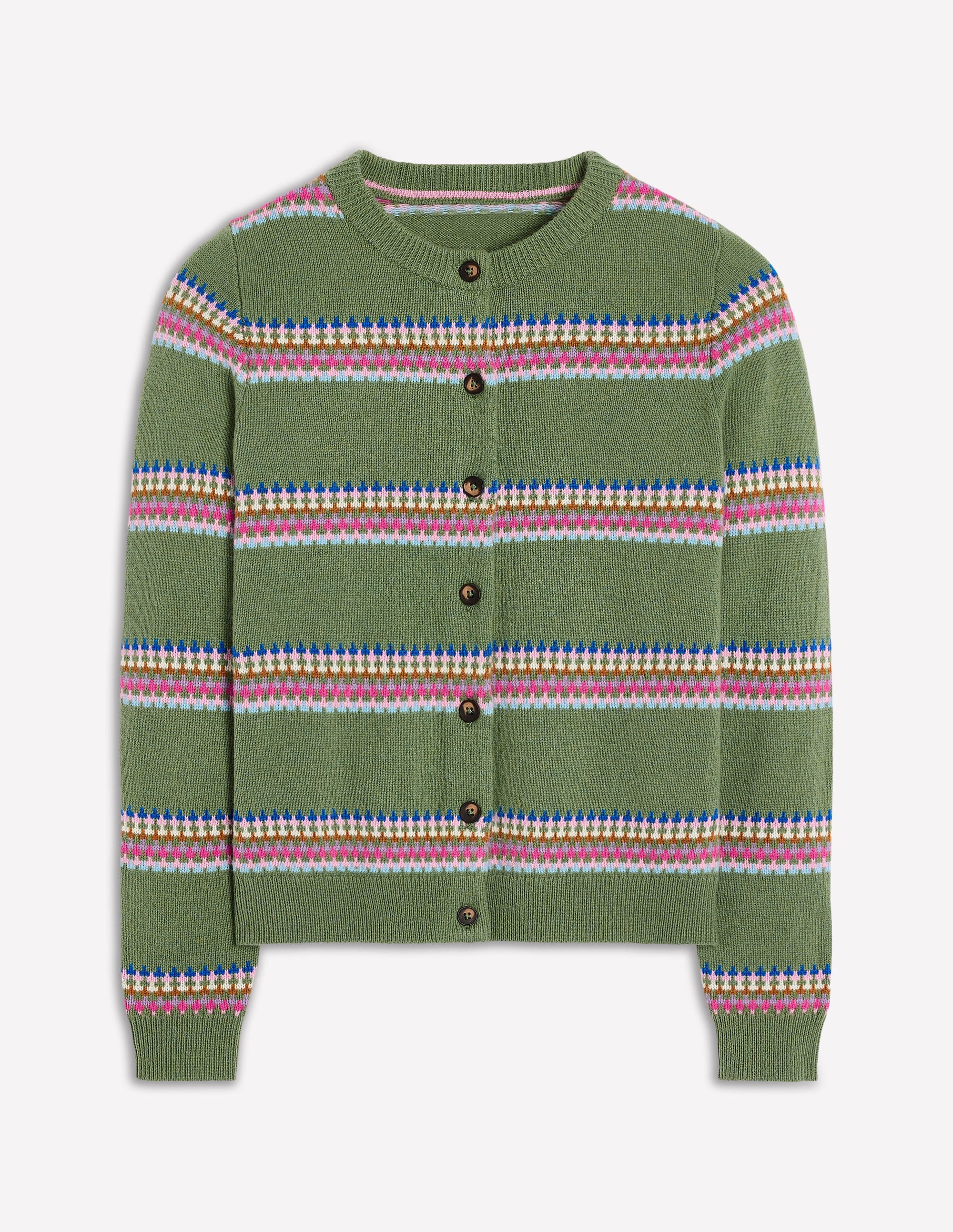 Edie Fair-Isle-Strickjacke-Grün, Diamant - Image 5