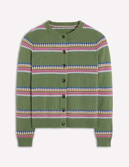Edie Fair-Isle-Strickjacke-Grün, Diamant-5