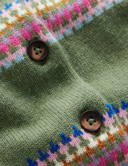 Edie Fair-Isle-Strickjacke-Grün, Diamant-6