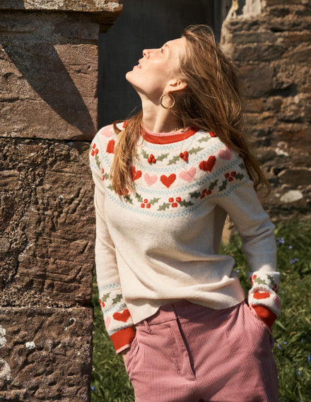 Edie Fair-Isle-Pullover-Haferbeige meliert, Holly