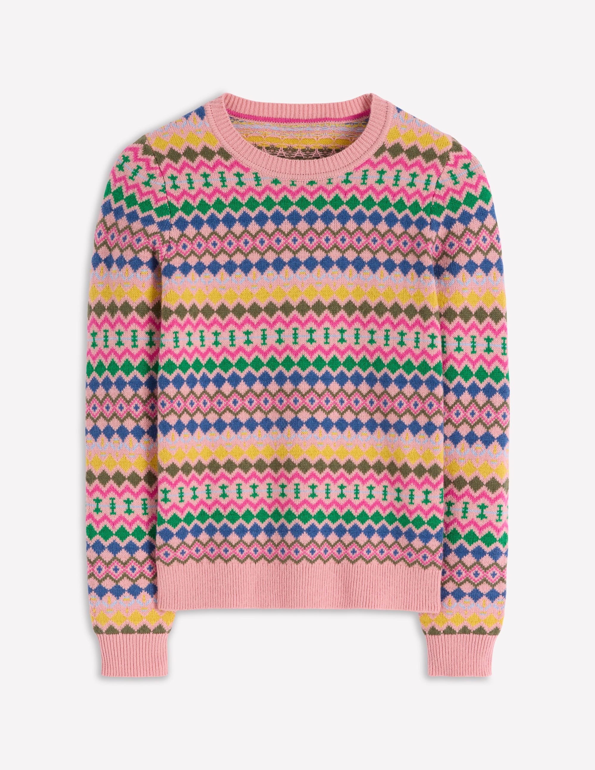 Edie Fair-Isle-Pullover-Rosa, Geo Fair Isle - Image 6
