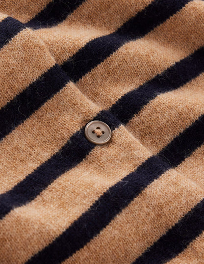 Cardigan Eva en cachemire-Rayé camel chiné/bleu marine-8