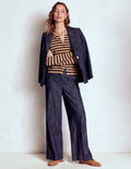 Cardigan Eva en cachemire-Rayé camel chiné/bleu marine