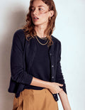Eva Cashmere Crew Cardigan-Navy