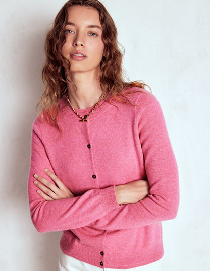 Eva Kaschmir-Strickjacke mit Rundhalsausschnitt-Rosenrosa Melange-3