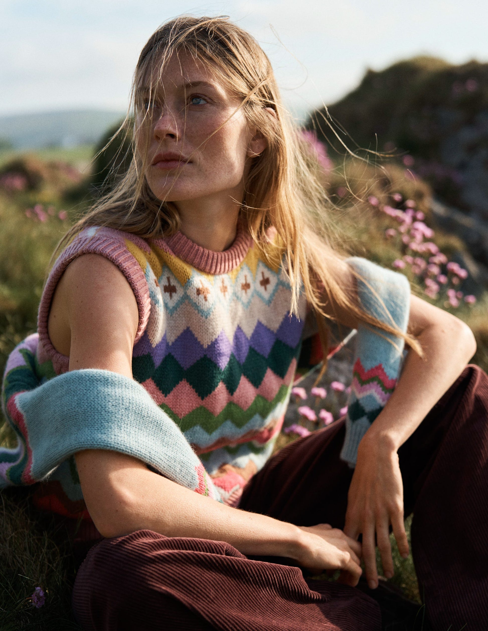 Eleanor Fair-Isle-Pullunder-Rosa Klassisches Fair-Isle-1