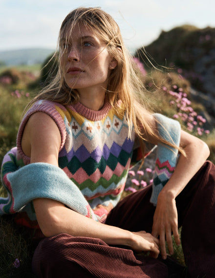 Eleanor Fair-Isle-Pullunder-Rosa Klassisches Fair-Isle