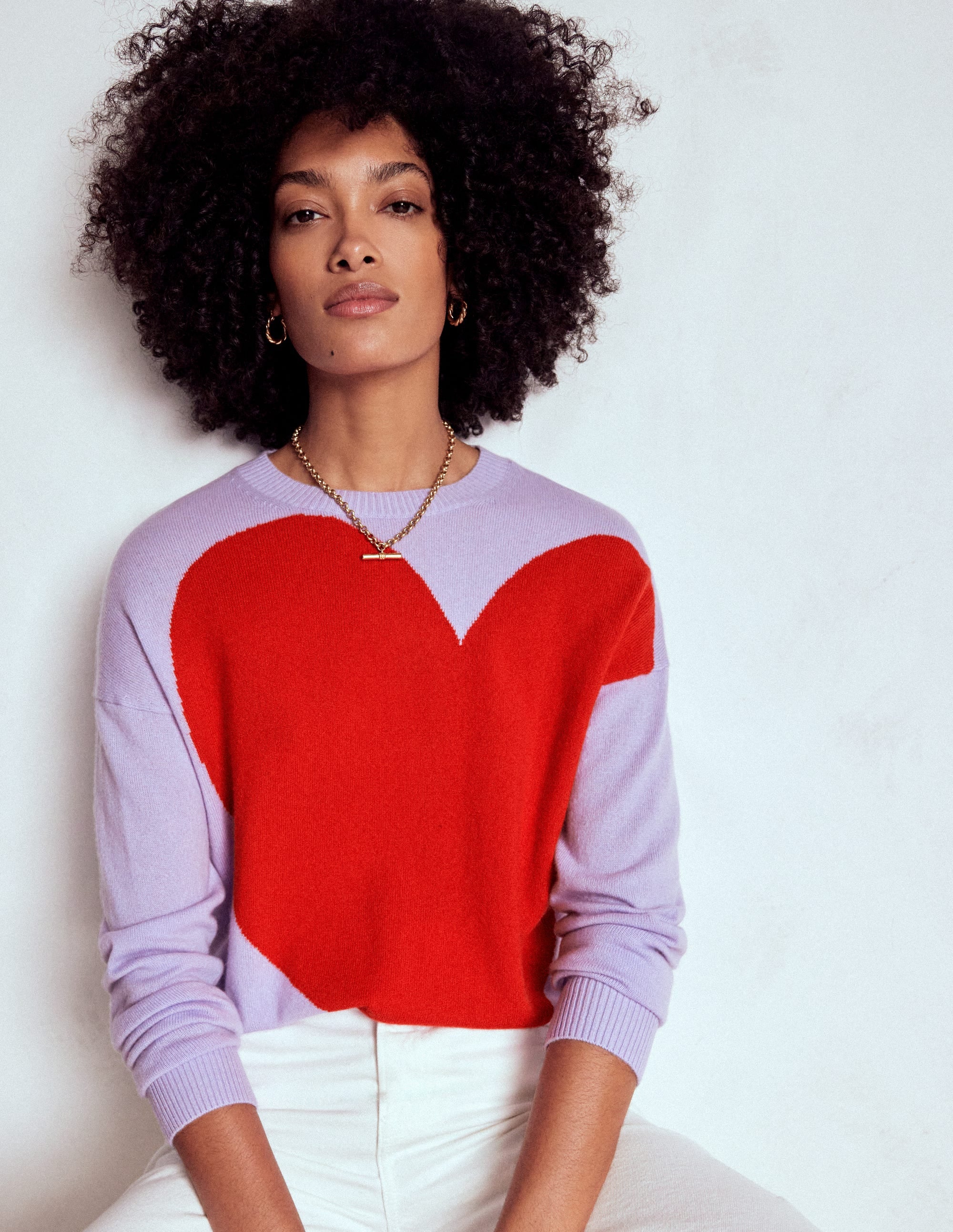 Pull Lydia en cachemire-Cœur violet - Image 1