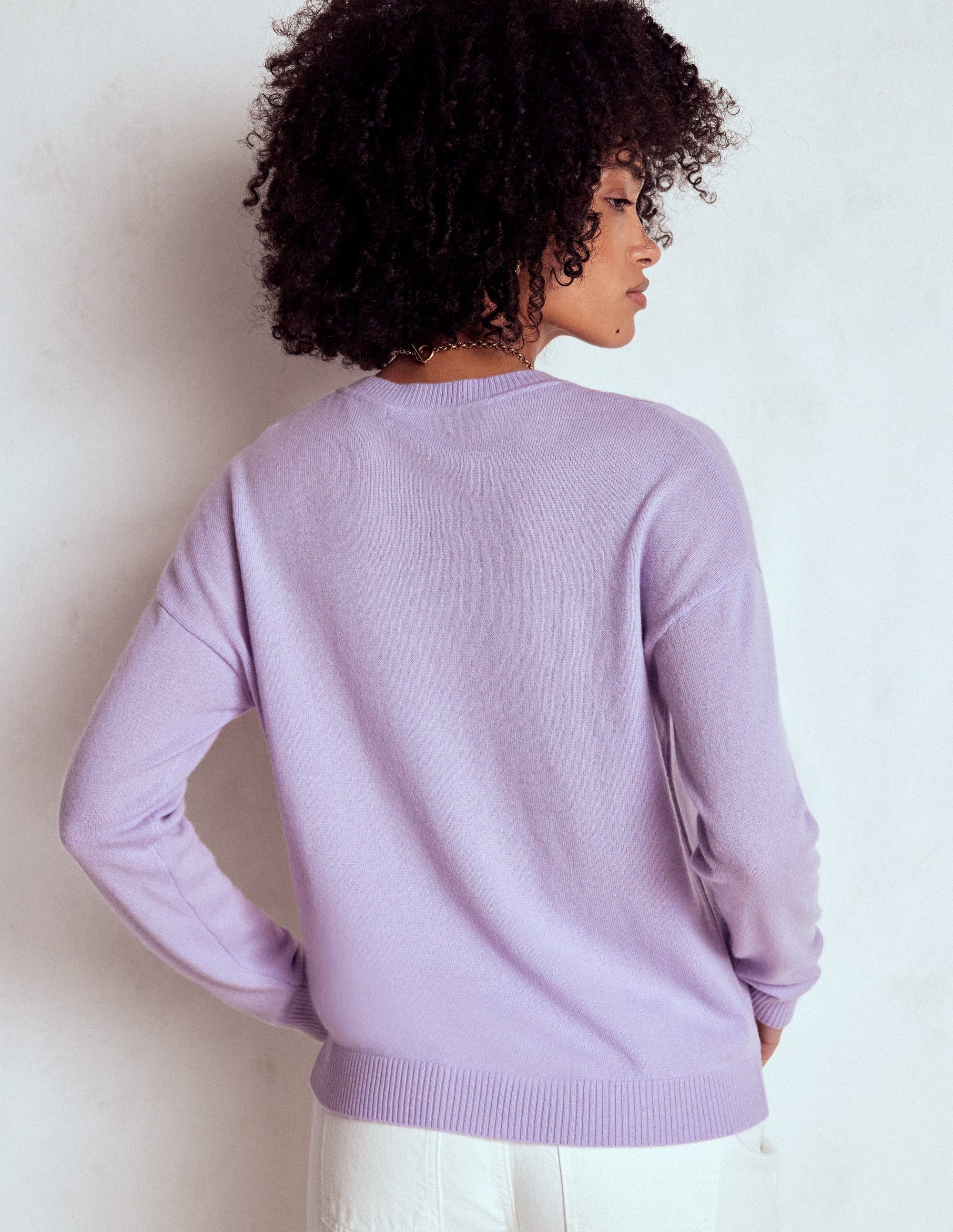 Pull Lydia en cachemire-Cœur violet - Image 3