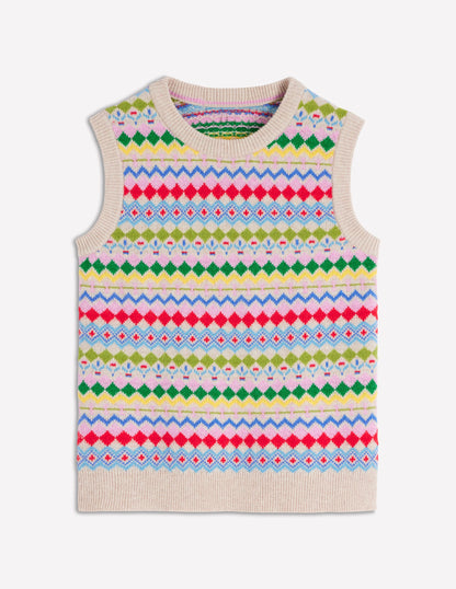 Edie Fair-Isle-Top-Haferbeige Melange, Bunt-7